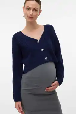 Wehkamp MAMALICIOUS zwangerschaps cardigan donkerblauw rib gebreid aanbieding