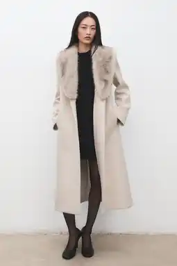 Wehkamp Mango wollen manteljas beige aanbieding