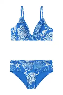 Wehkamp Shiwi bikini met ruches Blake blauw/wit aanbieding