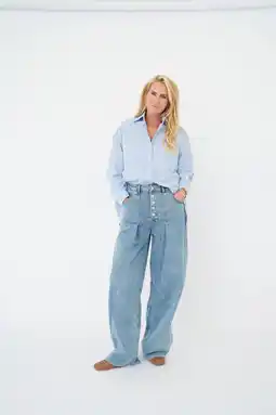 Wehkamp Est'seven X Ellemieke highwaist wide leg jeans medium blue denim aanbieding