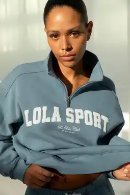 Wehkamp The Lola Club sweater Jayla Half Zip blauw aanbieding