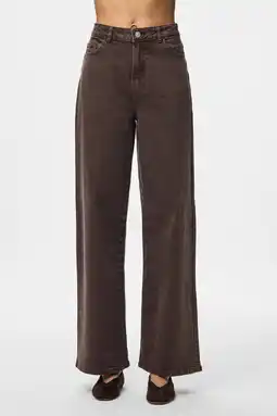 Wehkamp PIECES highwaist wide leg jeans bruin aanbieding