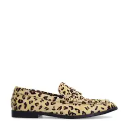 Wehkamp Sacha leren loafers met panterprint beige/zwart aanbieding
