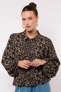 Wehkamp FLURESK blouse met panterprint bruin aanbieding