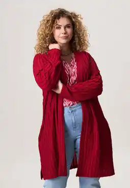 Wehkamp Miss Etam Plus gebreid vest rood aanbieding