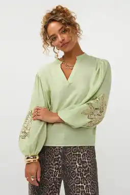 Wehkamp Ydence blousetop lichtgroen met pailletten aanbieding