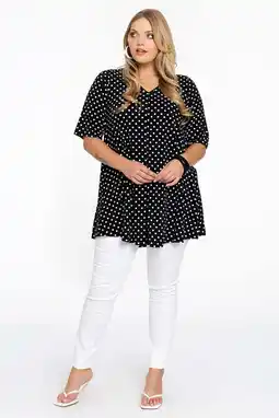 Wehkamp YOEK T-shirt DOLCE met stippen zwart/ wit aanbieding