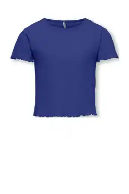 Wehkamp KIDS ONLY GIRL T-shirt rib gebreid hardblauw aanbieding