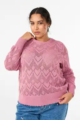Wehkamp Zizzi gebreide trui roze ajour aanbieding