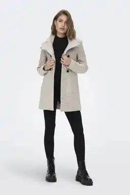Wehkamp ONLY wollen manteljas ecru aanbieding