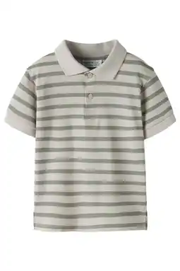 Wehkamp NAME IT MINI gestreepte polo beige/groen aanbieding