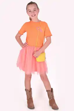 Wehkamp B.Nosy mesh midi jurk oranje aanbieding