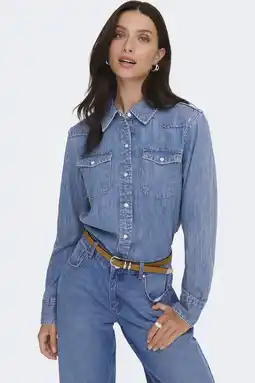 Wehkamp ONLY denim blouse medium blue denim aanbieding