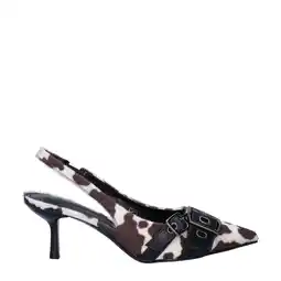 Wehkamp Dolcis slingback pumps met ponyhair en koeienprint bruin/wit aanbieding