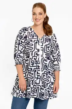 Wehkamp YOEK oversized tuniek Plus Size met print - wit aanbieding