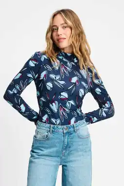 Wehkamp POM Amsterdam gebloemde top met col donkerblauw aanbieding