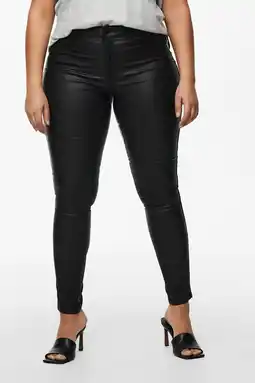 Wehkamp ONLY CARMAKOMA coated skinny broek CARPUNK zwart aanbieding