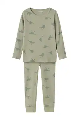 Wehkamp NAME IT MINI pyjama NMMNIGHTSET DINO groen aanbieding