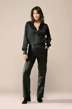 Wehkamp Mart Visser X Caroline Tensen leren wide leg regularwaist broek zwart aanbieding