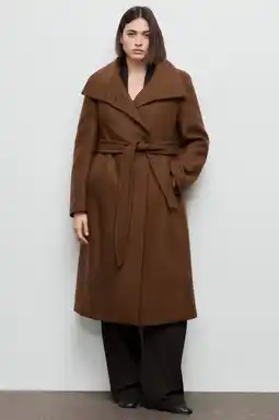 Wehkamp Mango wollen manteljas bruin aanbieding