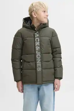 Wehkamp JACK & JONES JUNIOR gewatteerde jas donkergroen aanbieding