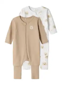 Wehkamp NAME IT BABY baby pyjama met all over print - zand/wit (set van 2) aanbieding