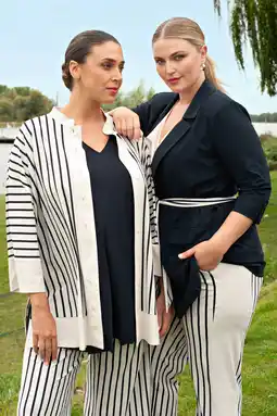 Wehkamp Plus Basics gestreepte tuniek ecru aanbieding