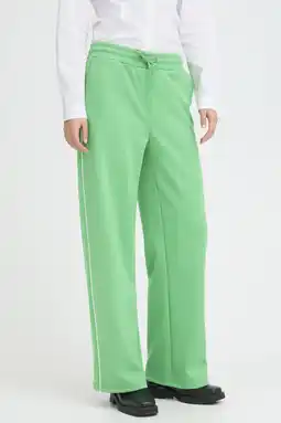 Wehkamp ICHI wide leg regularwaist broek groen aanbieding