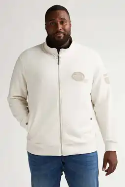 Wehkamp Petrol industries Plus Size sweatvest met ingebreid patroon ecru aanbieding