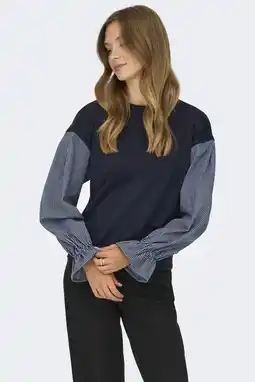Wehkamp ONLY gestreepte sweater donkerblauw aanbieding