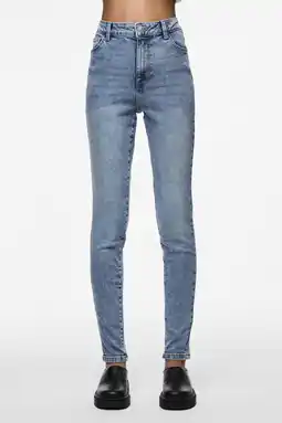 Wehkamp PIECES highwaist skinny jeans light blue denim aanbieding