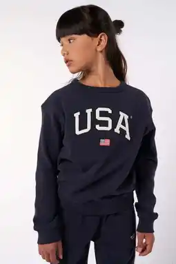 Wehkamp America Today sweater Soel Jr met logo donkerblauw aanbieding