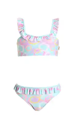 Wehkamp Orange Stars crop bikini met ruches neon roze aanbieding