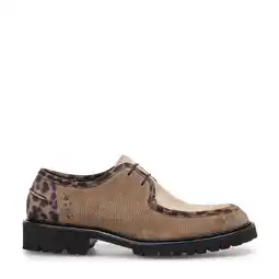 Wehkamp Floris van Bommel Selsi 04.04 suède veterschoenen met ponyhair taupe/panter aanbieding