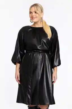 Wehkamp YOEK imitatieleren jurk zwart aanbieding