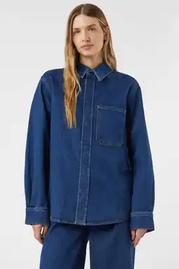 Wehkamp comma casual identity denim blouse medium blue denim aanbieding