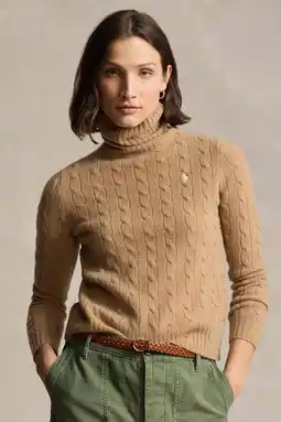 Wehkamp Polo Ralph Lauren top met wol beige met kabels aanbieding