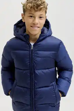 Wehkamp JACK & JONES JUNIOR gewatteerde jas blauw aanbieding