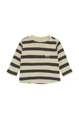 Wehkamp Noppies baby gestreepte longsleeve ecru/grijs fijn gebreid aanbieding