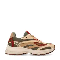 Wehkamp Sacha chunky leren sneakers groen/bordeauxbeige aanbieding
