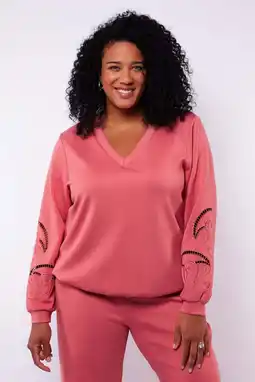 Wehkamp Exxcellent sweater roze broderie aanbieding