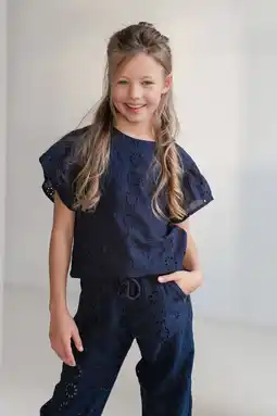 Wehkamp Like Flo blousetop donkerblauw broderie aanbieding