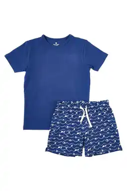 Wehkamp Little Label shortama met all over print donkerblauw aanbieding