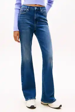 Wehkamp Tommy Jeans highwaist flared jeans dark blue denim aanbieding