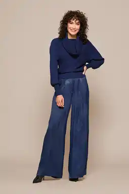 Wehkamp Mart Visser wide leg highwaist pantalon marineblauw aanbieding