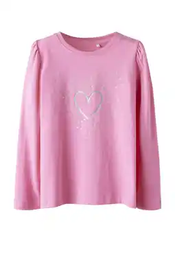 Wehkamp NAME IT MINI longsleeve roze met glitter aanbieding