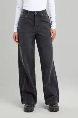 Wehkamp America Today high waist wide leg jeans Olivia black denim aanbieding