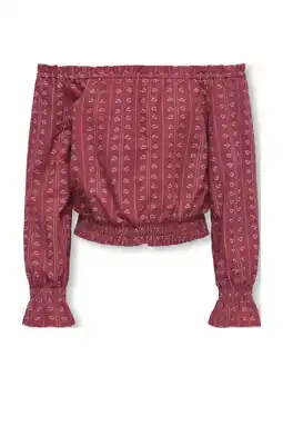 Wehkamp KIDS ONLY GIRL off shoulder top donkerrood aanbieding