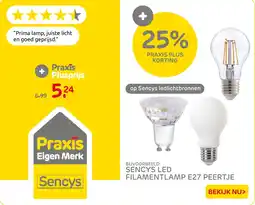 Praxis Sencys Led Filamentlamp E27 Peertje aanbieding
