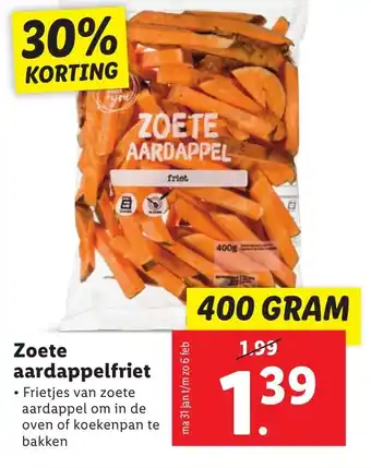 Lidl Zoete aardappelfriet 400g aanbieding